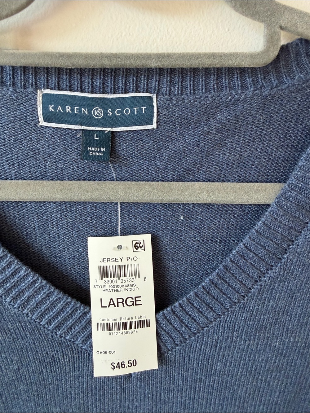 Karen Scott Heather Indigo Crewneck Sweater - Blue